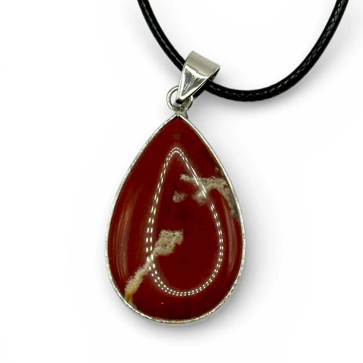 Pendentif en Jaspe Rouge 32mm avec cordon réglable
