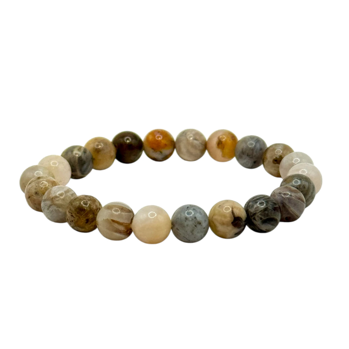 Bracelet “Équilibre & Sérénité” en Agate Plume Perles Rondes