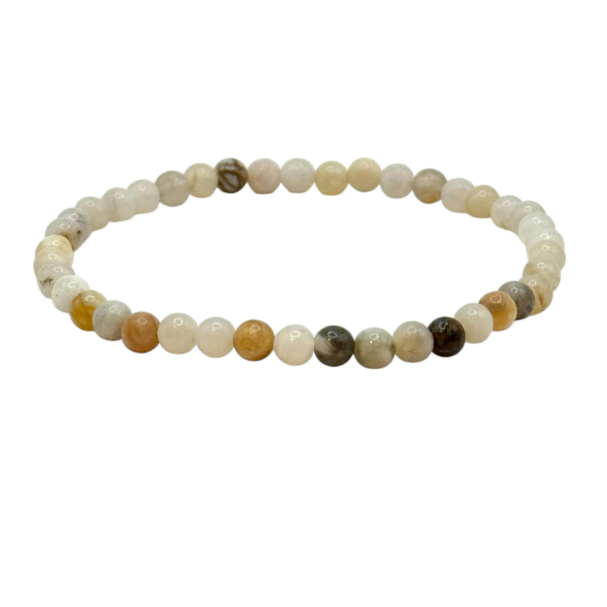 Bracelet “Équilibre & Sérénité” en Agate Plume Perles Rondes