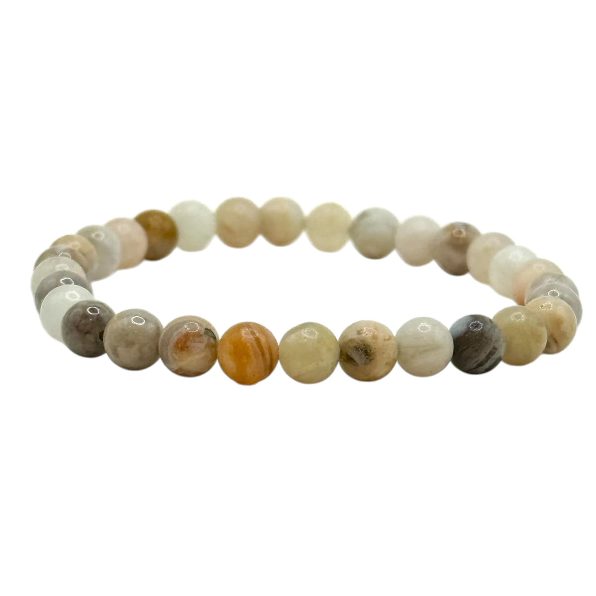 Bracelet “Équilibre & Sérénité” en Agate Plume Perles Rondes