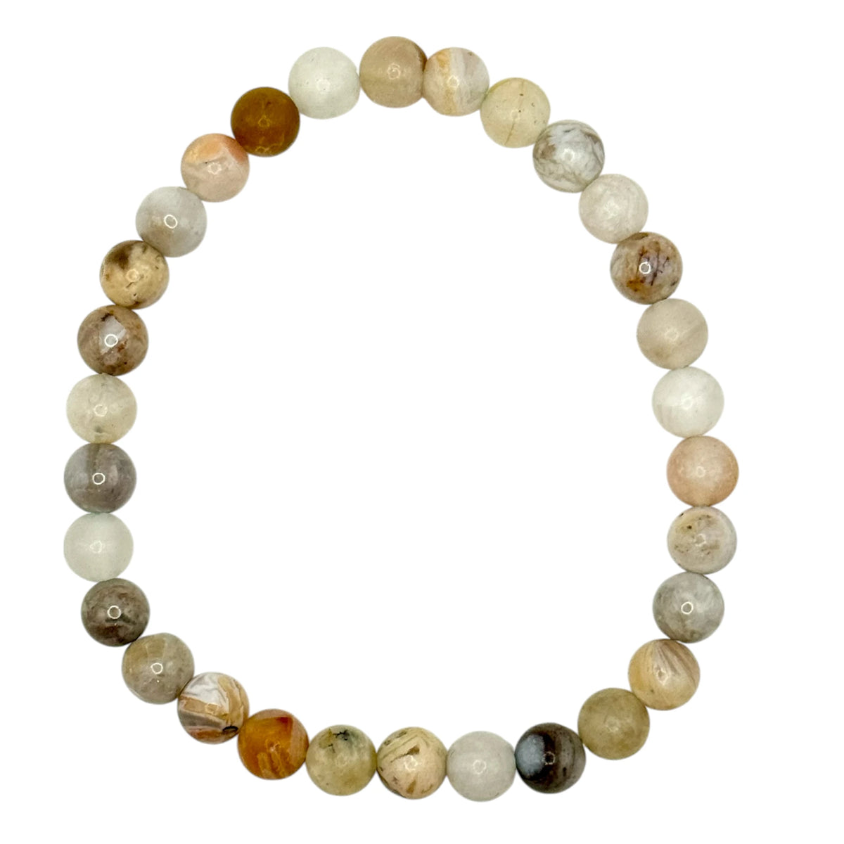 Bracelet “Équilibre & Sérénité” en Agate Plume Perles Rondes