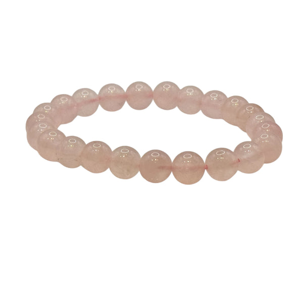 Bracelet "Amour & Confiance" en Quartz Rose Perles Rondes