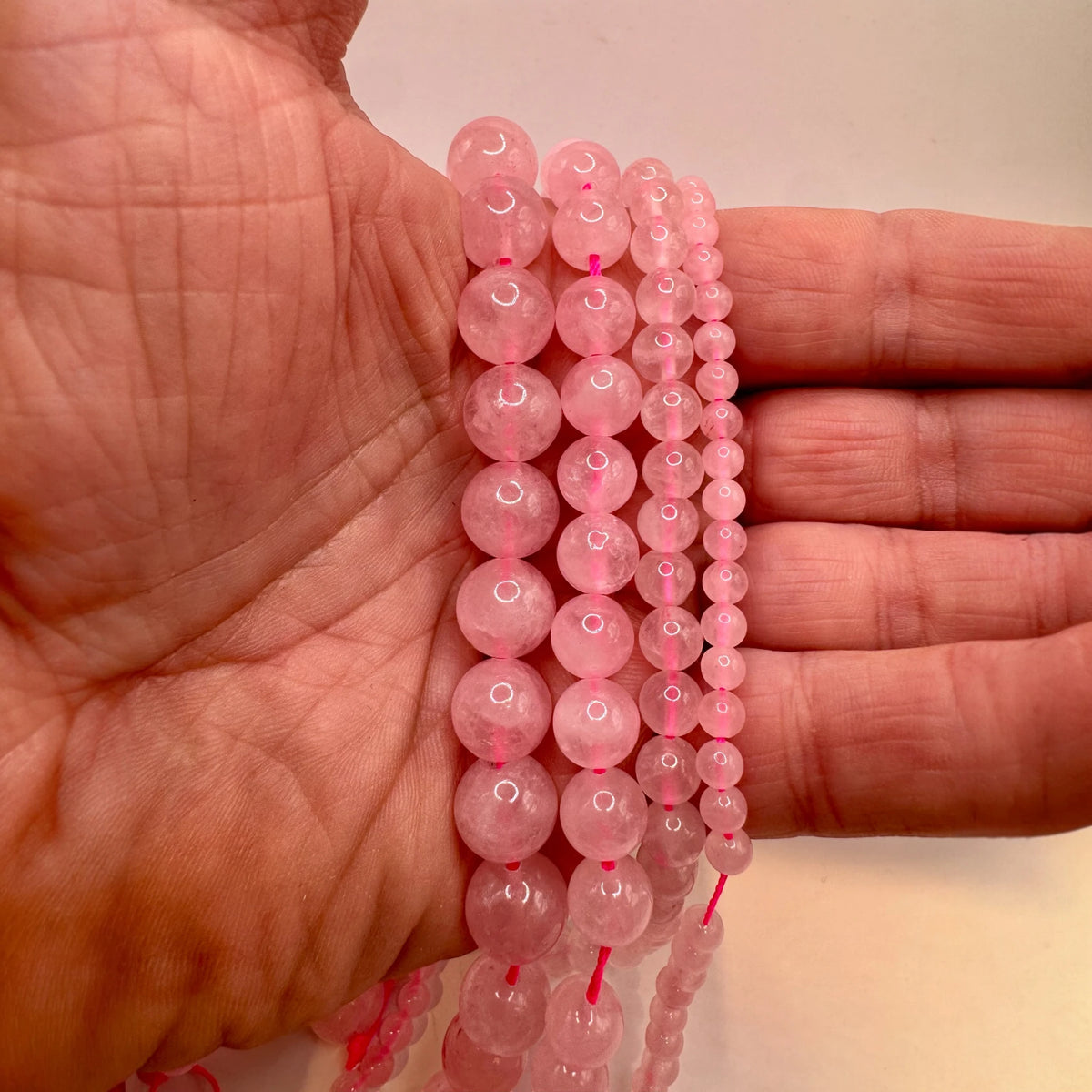 Quartz Rose A Fil de Perles Naturelle 4-6-8-10mm, env 39cm