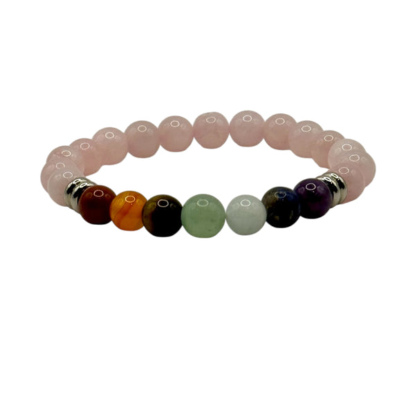 Bracelet Quartz Rose 7 chakras 8mm