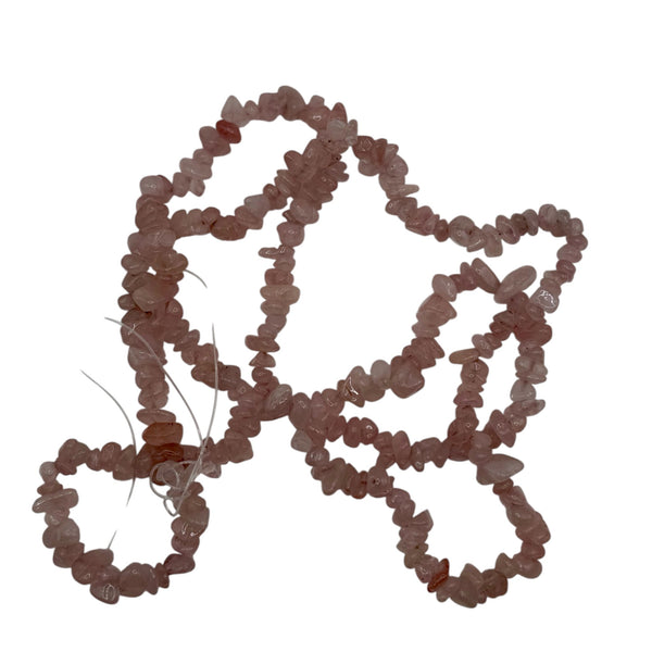 Fil de perles naturelles de Quartz Rose chips / Baroque 80cm