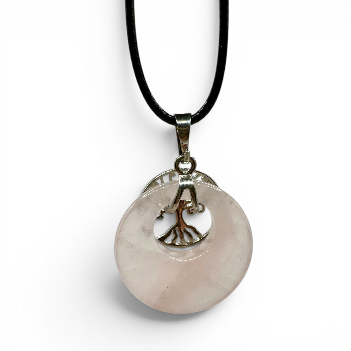 Pendentif Quartz Rose et Arbre de Vie