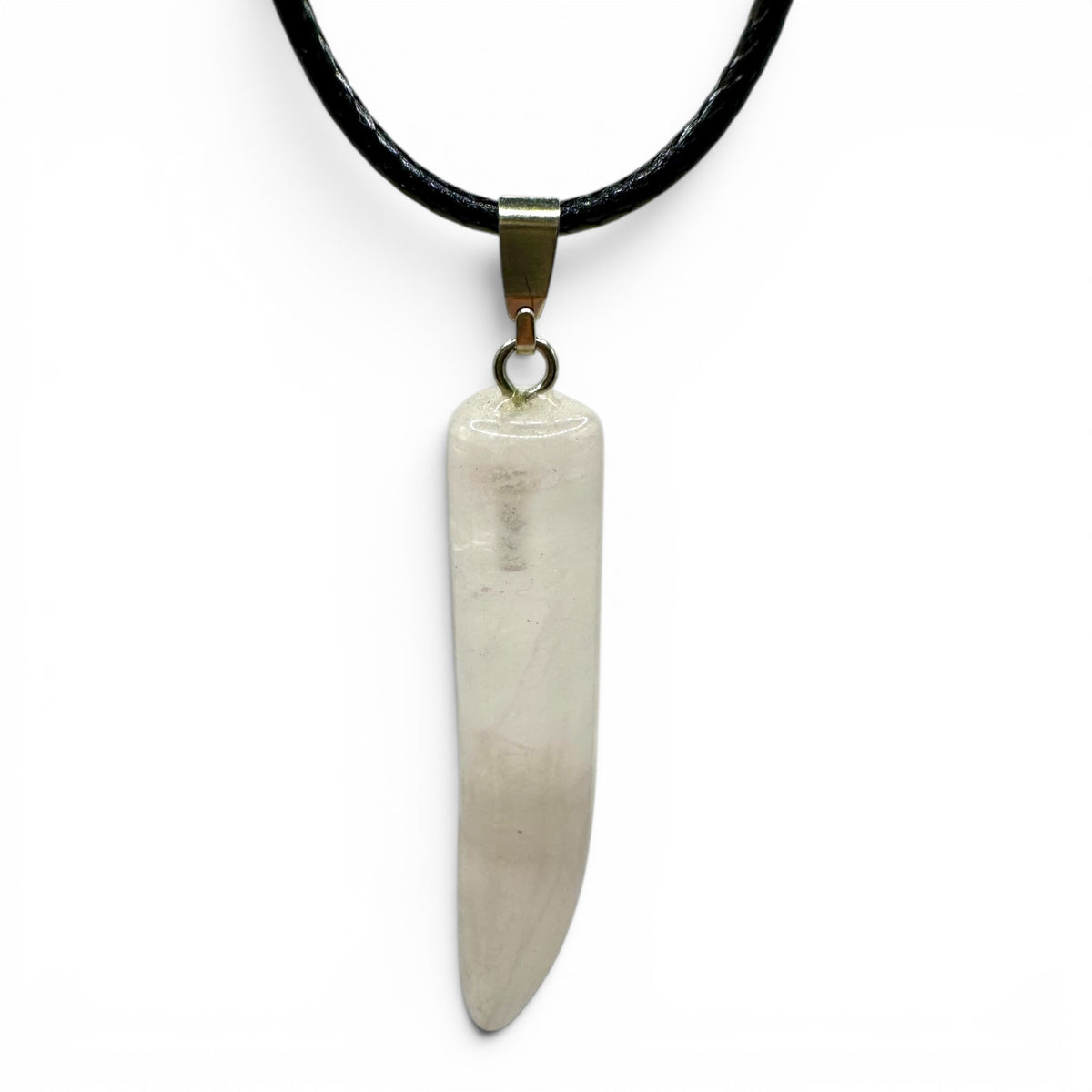 Pendentif Corne Quartz Rose, 44mm avec cordon réglable