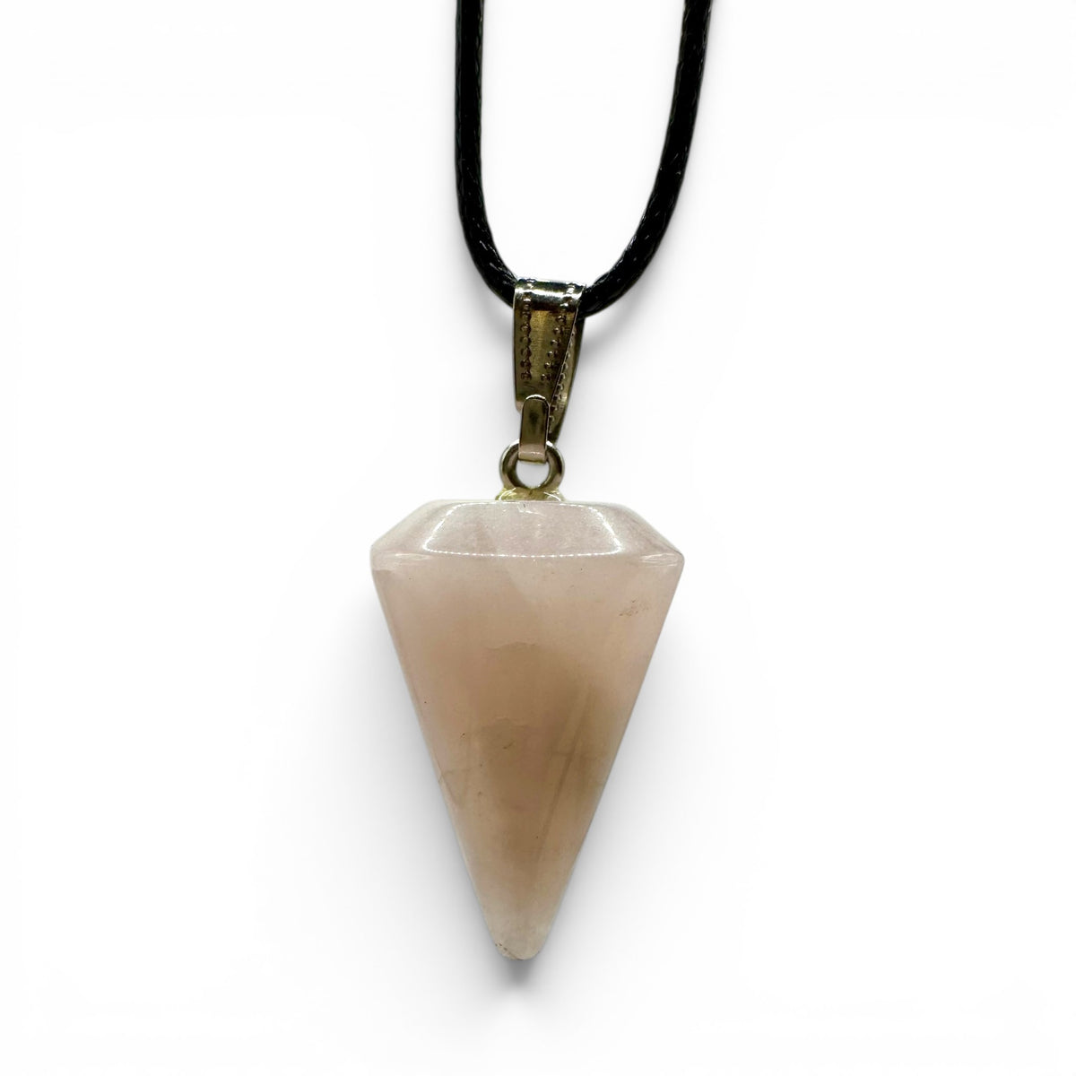 Pendentif Quartz Rose, 30mm avec cordon réglable