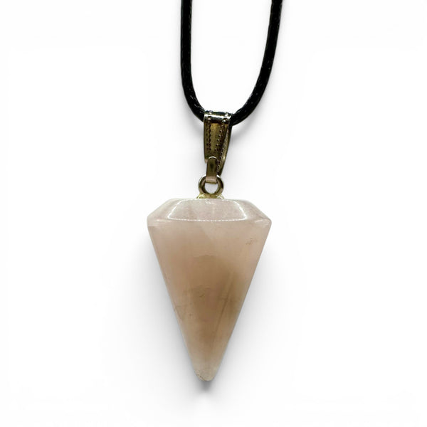 Pendentif Quartz Rose, 30mm avec cordon réglable