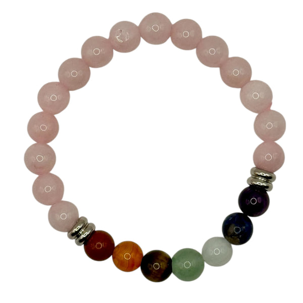 Bracelet Quartz Rose 7 chakras 8mm