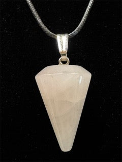 Pendentif Pendule Quartz Rose, 30mm avec cordon réglable