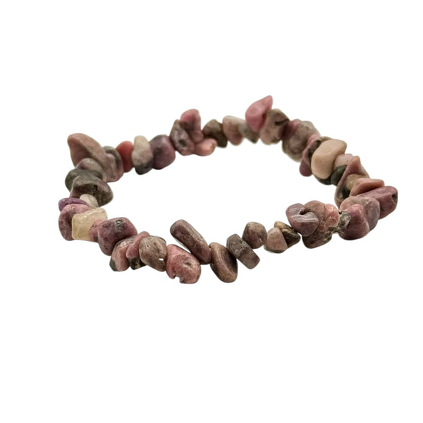 Bracelet Rhodonite Ligne Noire Chips/ Baroque