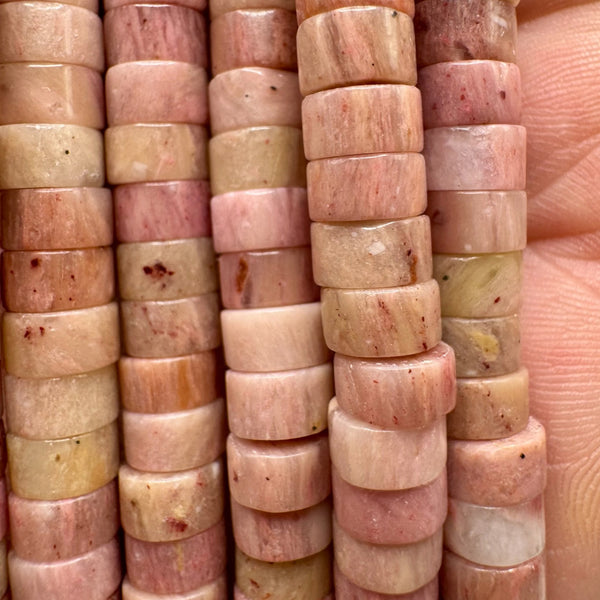 Rhodonite Claire Fil de Perles Naturelle Heishi 6x3.5 , env 39cm