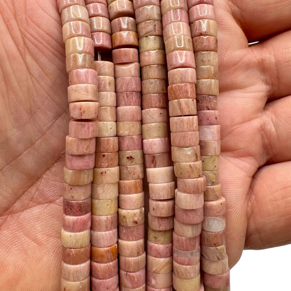Rhodonite Claire Fil de Perles Naturelle Heishi 6x3.5 , env 39cm
