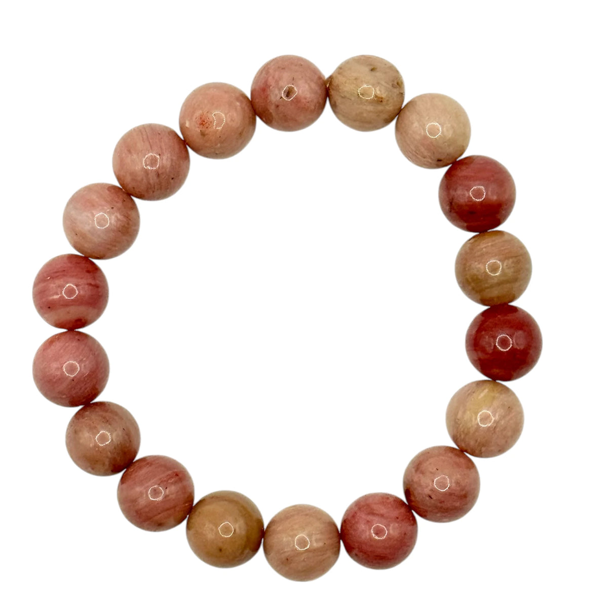 Bracelet "Guérison & Tendresse" en Rhodonite Ligne Rose Perles Rondes