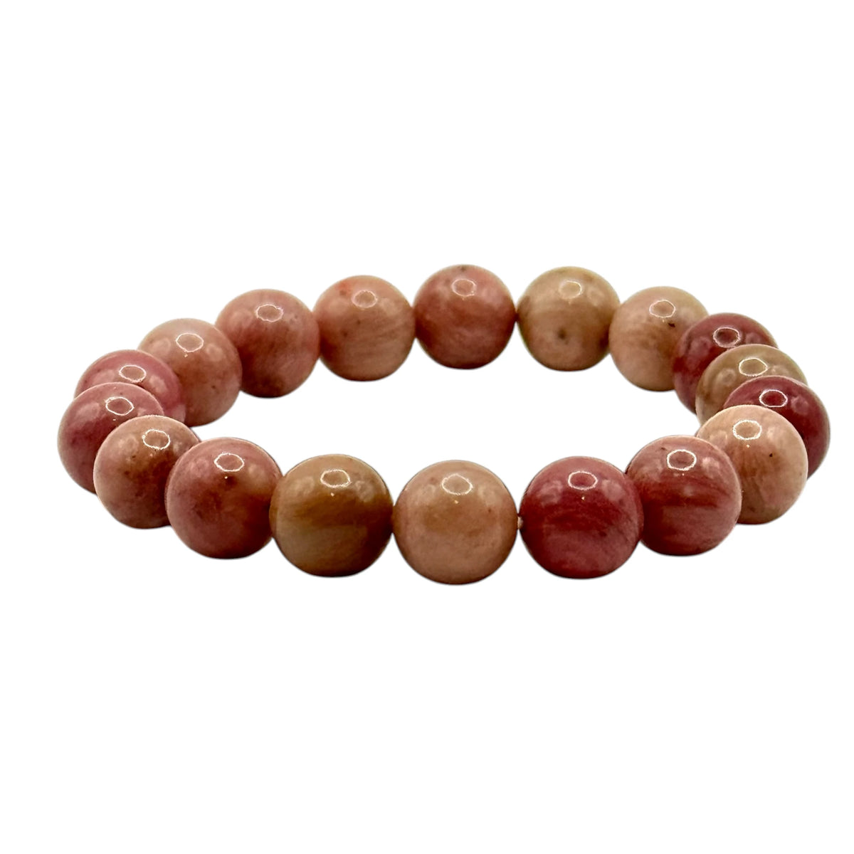 Bracelet "Guérison & Tendresse" en Rhodonite Ligne Rose Perles Rondes