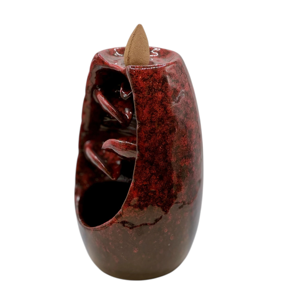 Fontaine Backflow Céramique Rouge Cascade de Feuilles 13cm