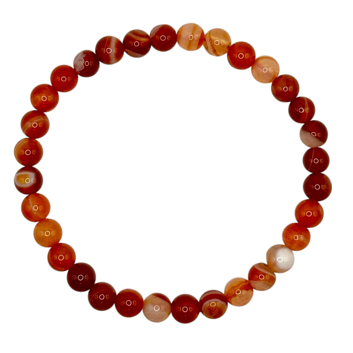 Bracelet "Courage & Réussite" en Cornaline Rubanée Perles Rondes