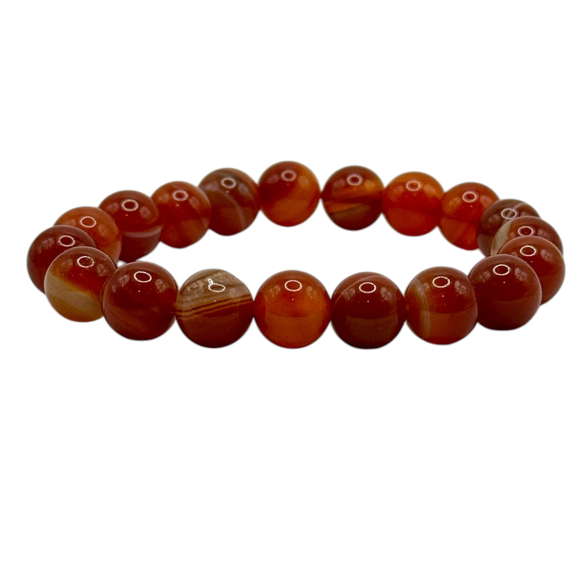 Bracelet "Courage & Réussite" en Cornaline Rubanée Perles Rondes