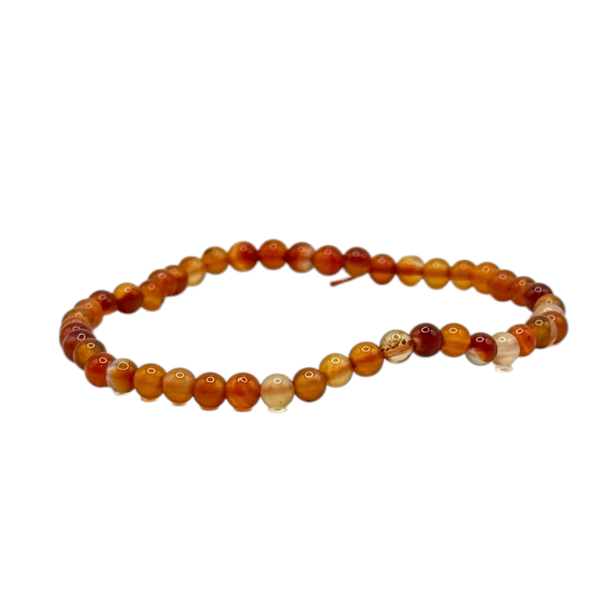 Bracelet "Courage & Réussite" en Cornaline Rubanée Perles Rondes