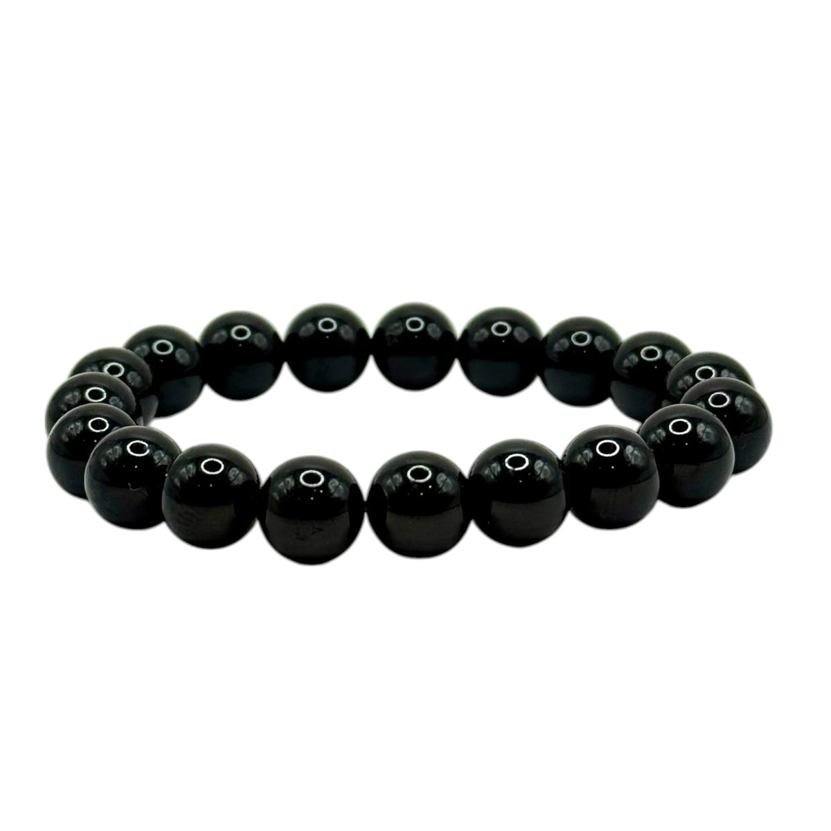 Bracelet "Bouclier & Vitalité" en Tourmaline Noire Perles Rondes
