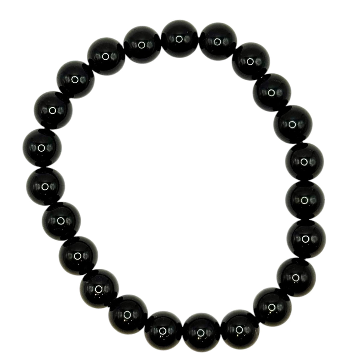 Bracelet "Bouclier & Vitalité" en Tourmaline Noire Perles Rondes