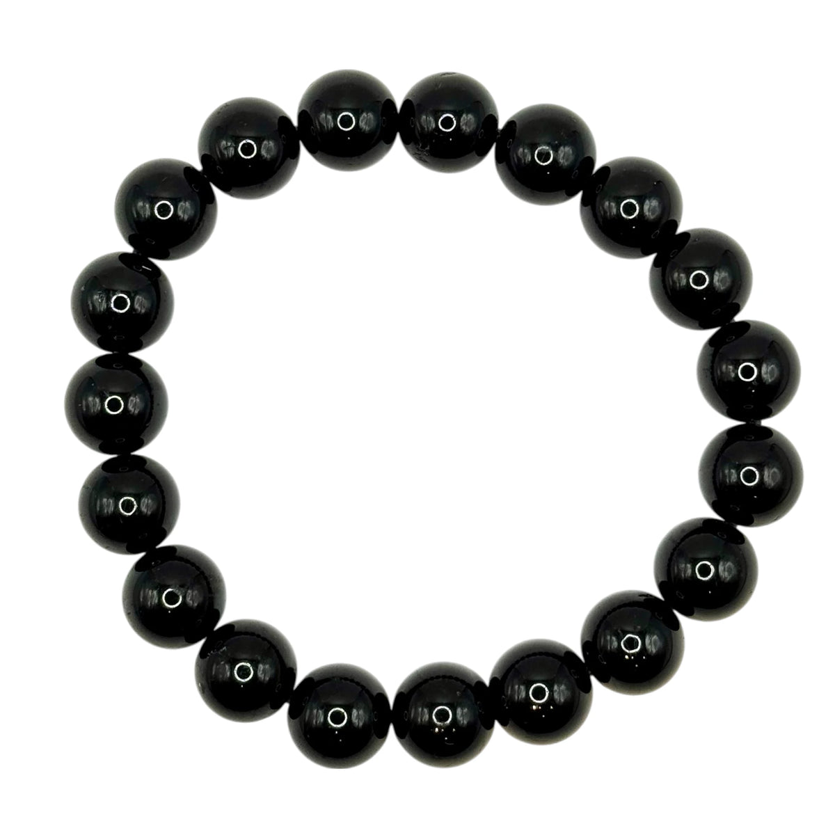 Bracelet "Bouclier & Vitalité" en Tourmaline Noire Perles Rondes