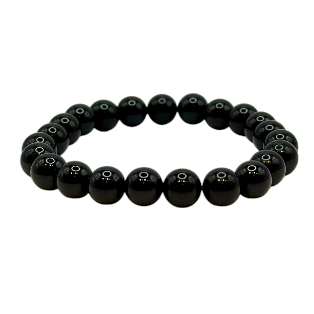 Bracelet "Bouclier & Vitalité" en Tourmaline Noire Perles Rondes