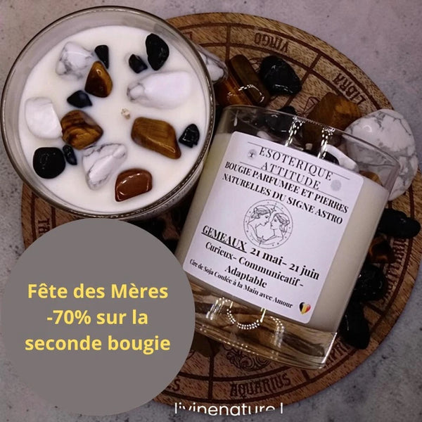 OFFRE FETE DES MERES Bougie Artisanale parfumée 14 parfums aux choix et Pendentif en Argent 925