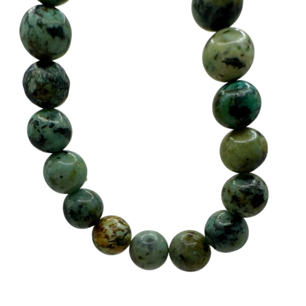 Jaspe Turquoise Africaine Fil de Perles Naturelle 6-8mm, env 39cm