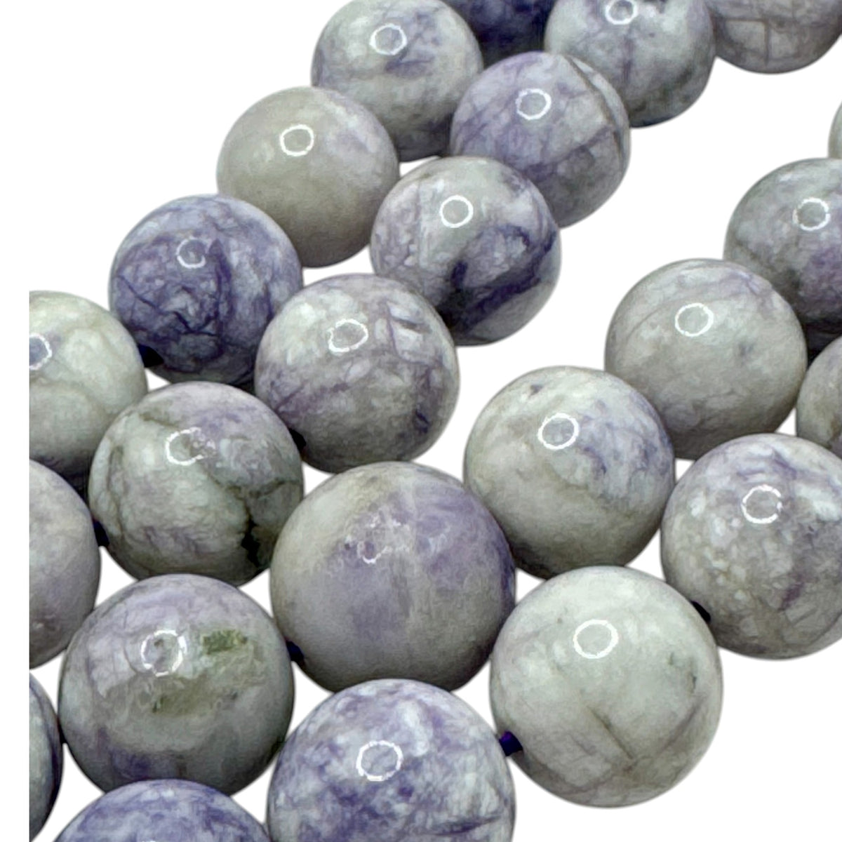 Turquoise Violette Fil de Perles Naturelle 8mm, env 39cm