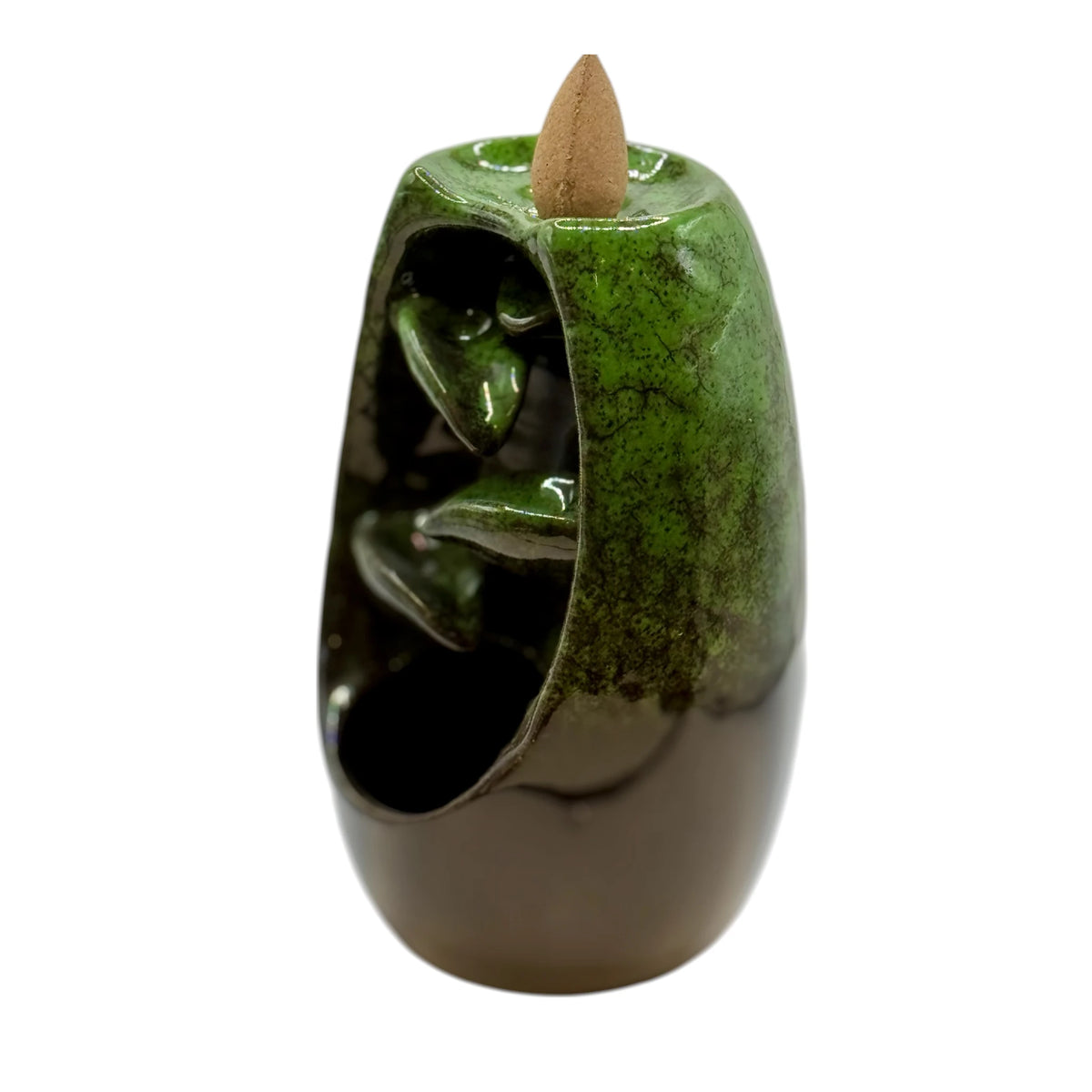 Fontaine Backflow Céramique Verte Cascade de Feuilles 13cm